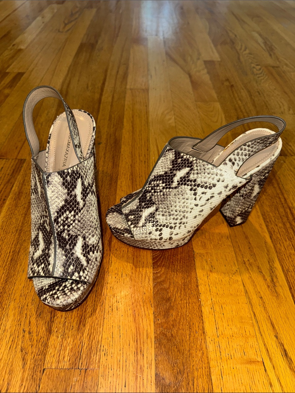 BCBGMaxAzria Snake-Print Slingback Platform Heels Women’s 8.5